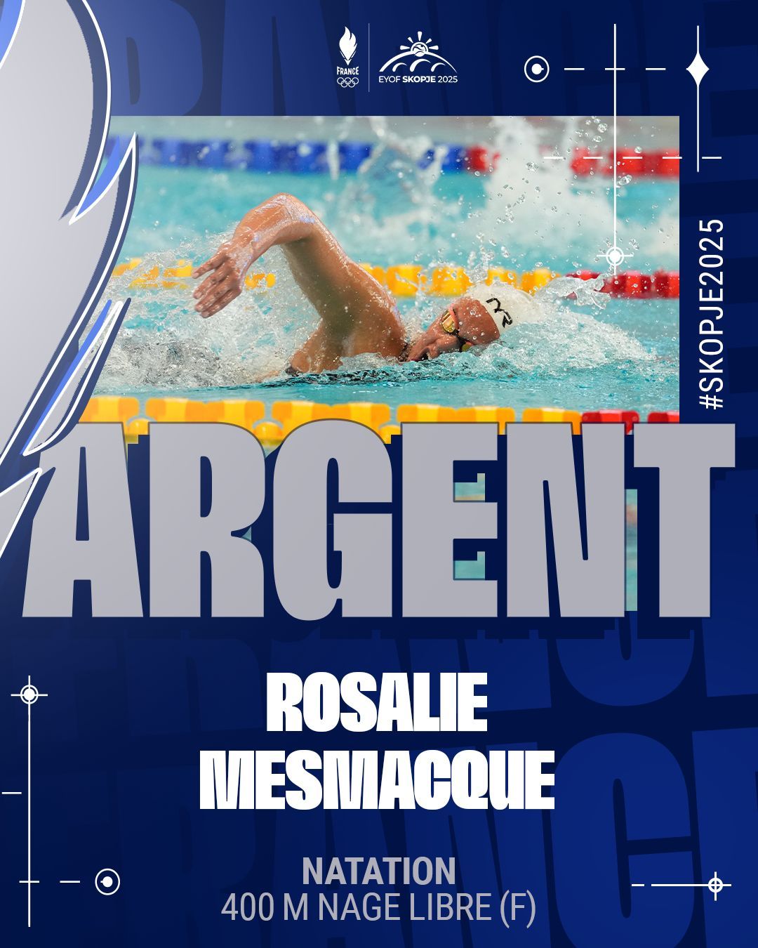 Rosalie Mesmacque médaillée d'argent en 400 m nage libre (natation)