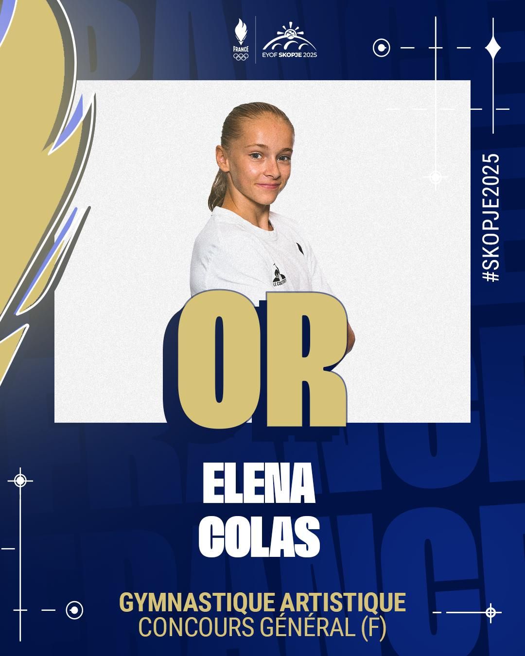 Eléna Colas médaillée d'or en gymnastique artistique concours général (F)