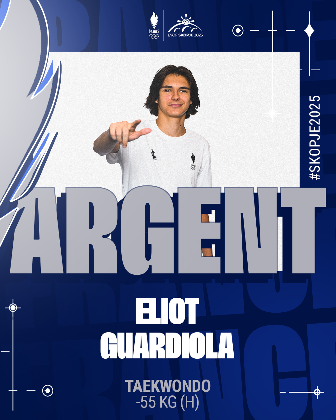 Eliot Guardiola, médaillé d'argent en taekwondo -55 kg