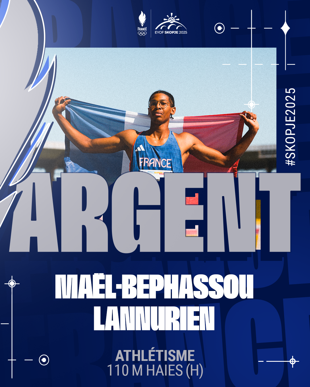 Maël-Bephassou Lannurien médaille d'argent 110 m haies (H)