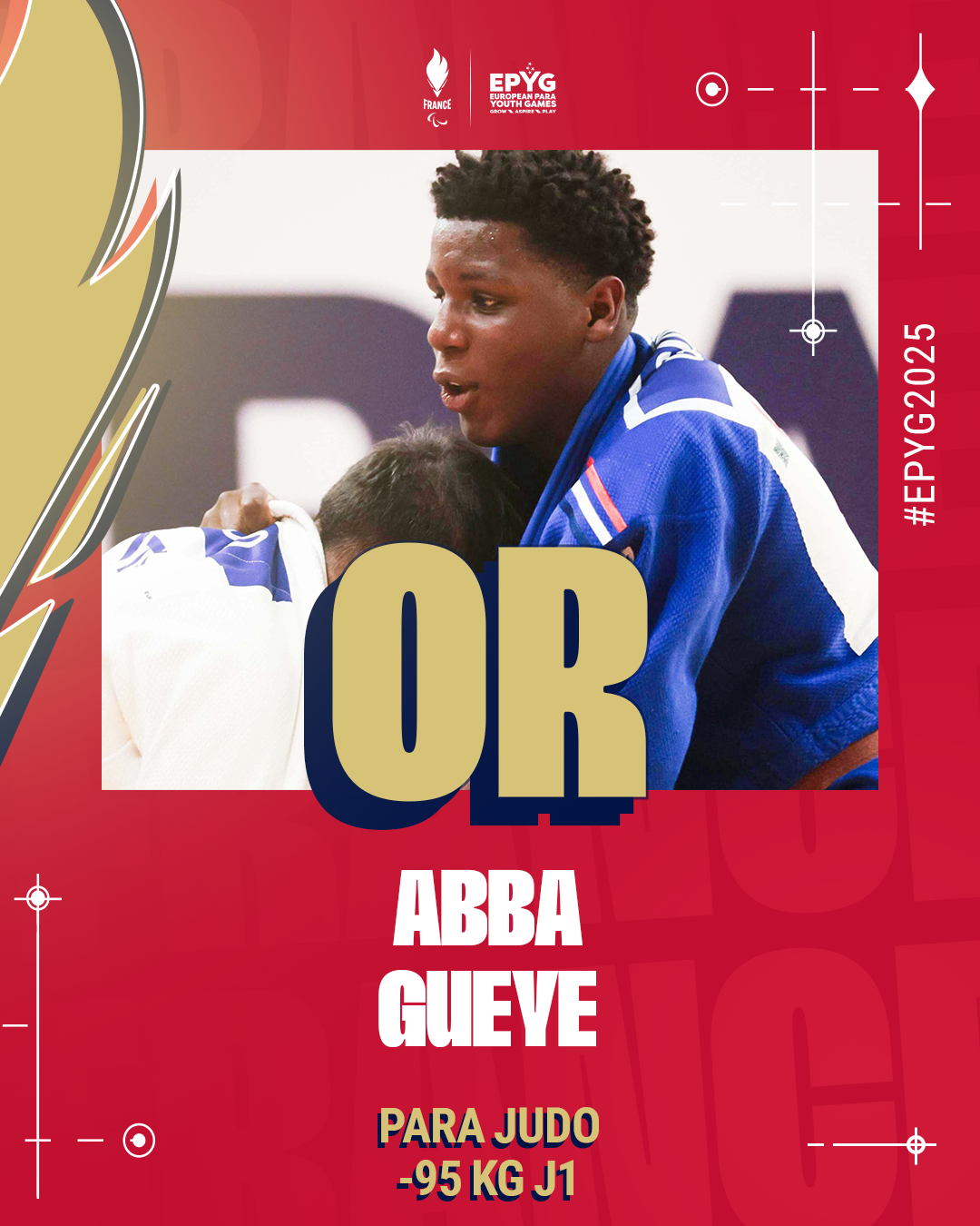 Visuel de la médaille d'or d'Abba Gueye aux EPYG 2025